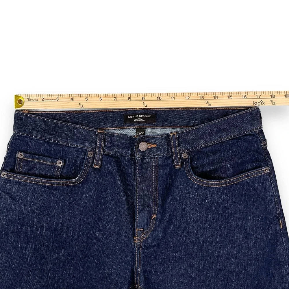 Banana Republic Jeans Men 33x30 (ACTUAL 34x27.5) Dark Blue Straight Fit Denim